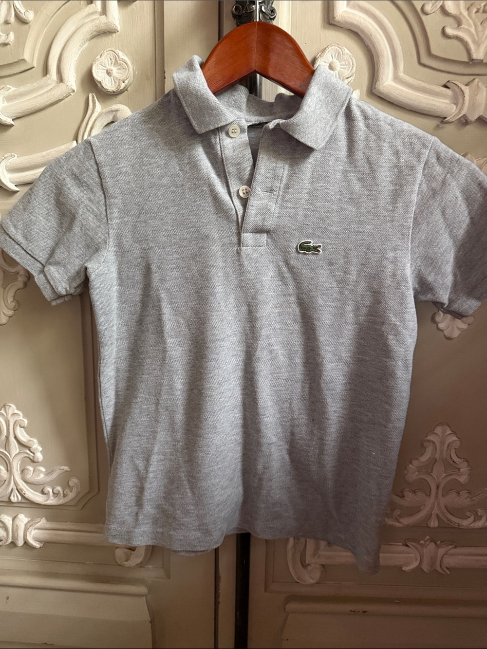 Lacoste Men's Polo Shirt - Light Gray with Green Croc